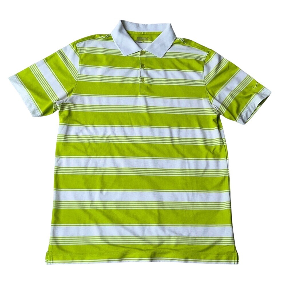 Nike Golf Tour Performance Dri-Fit Polo Short Sleeve‎ Lime Green Stripe Large